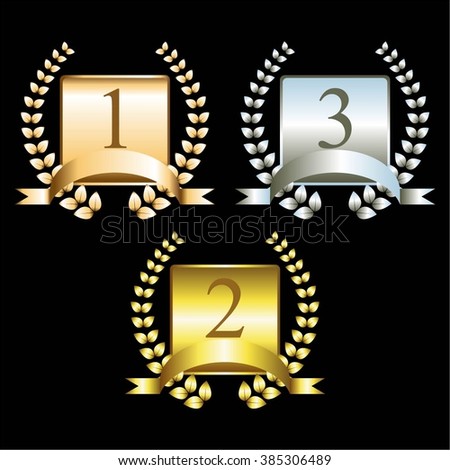 Vector illustration of Gold, silver and bronze awards. The winners of 1, 2, 3 places.