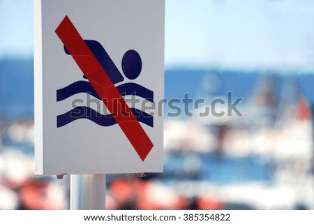 Signal indicating that it is forbidden to swim