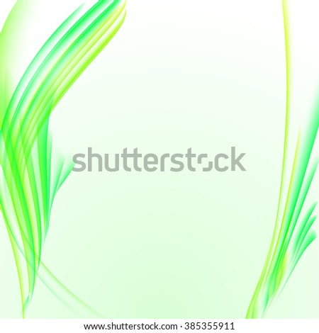 Abstract white background with yellow green striped smoke texture, blank copy space, vector illustration