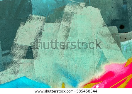 Beautiful street art graffiti. Abstract creative drawing fashion colors on the walls of the city. Urban Contemporary Culture Royalty-Free Stock Photo #385458544