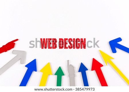 Colorful Arrows Showing to Center with a word WEB DESIGN
