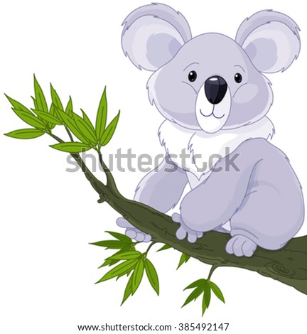 Illustration of cute koala on a tree 