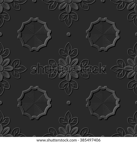 Seamless 3D elegant dark paper art pattern 260 Polygon Cross Flower
