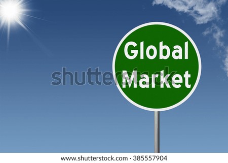 Sign with text Global Market on sky background