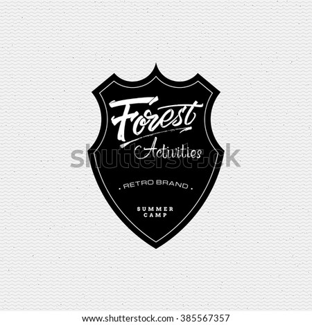 Forest Activities sign handmade differences, made using calligraphy and lettering It can be used as insignia badge logo design outdoor activities
