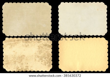 Reverse side of an old photo print with a decorative border, background