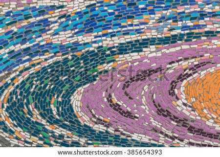 Colorful glass mosaic art and abstract wall background.