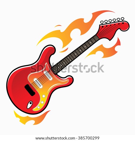 Burning red electric guitar - musical instrument