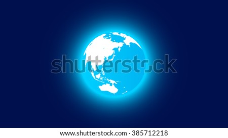 Blue planet Earth. Space background. Cartoon. One position of the 24's.