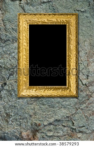 Stone background with vintage gold frame