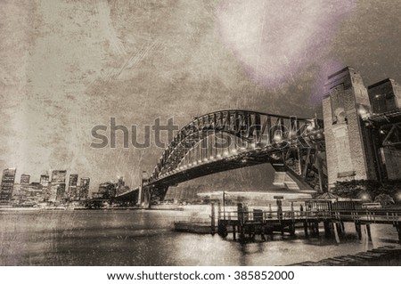 Sydney cityscape, vintage view.