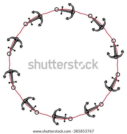 Round frame with anchors. Raster clip art.