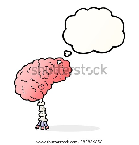 cartoon brain with thought bubble