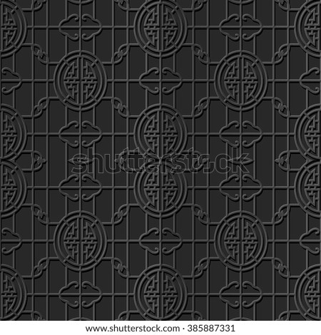 Seamless 3D elegant dark paper art pattern 330 Round Cross Chain
