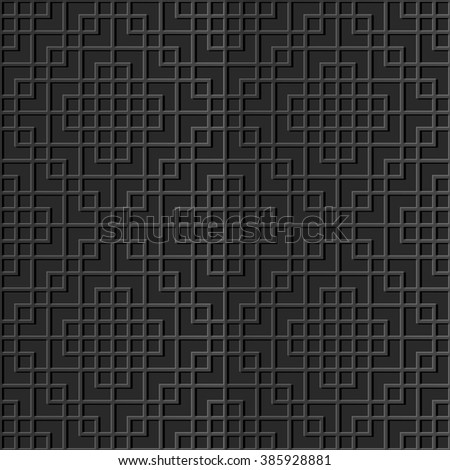 Seamless 3D elegant dark paper art pattern 343 Square Cross Check
