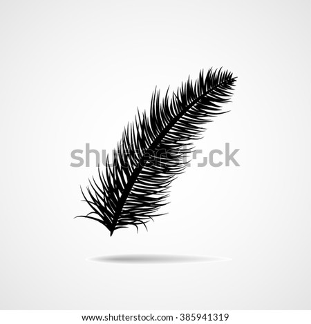 Feather icon. Freehand drawing of black big feather. vintage pen vector illustration