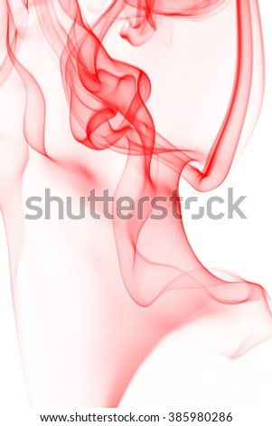 Abstract red smoke on white background.