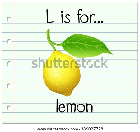 Flashcard letter L is for lemon illustration