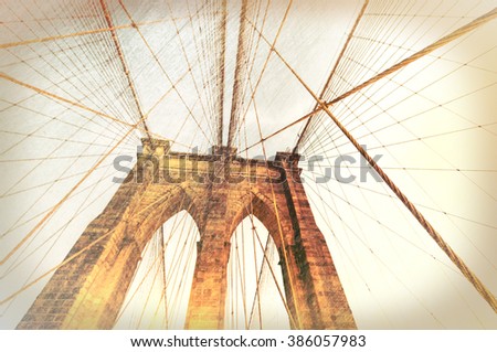 Vintage view of Brooklyn Bridge