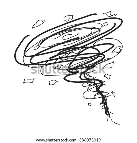 Simple hand drawn doodle of a tornado