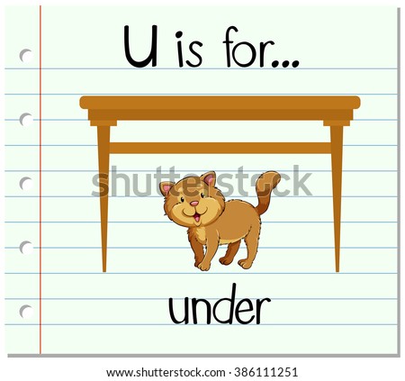 Flashcard letter U is for under illustration