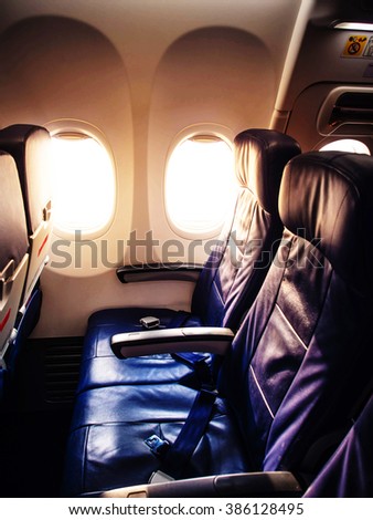 airplane seat in sunset light