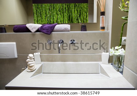 Modern Luxurious bathroom (bamboo image it's also mine)