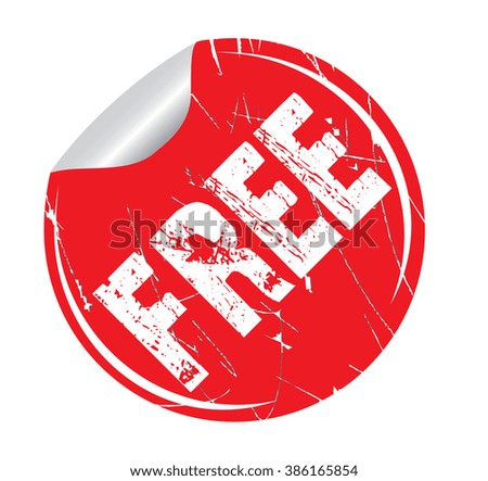 grunge sticker "free" on white, vector illustration