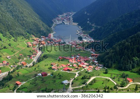 Long Lake (Uzungol) in Trabzon,Turkey Royalty-Free Stock Photo #386206342