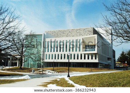 Moss Arts center at Virginia Tech University in the college town of Blacksburg on a sunny day, Virginia, USA