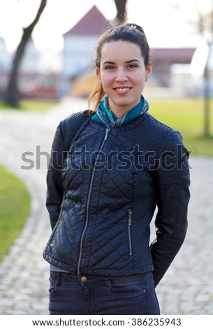 Picture of a beautiful young woman outdoor