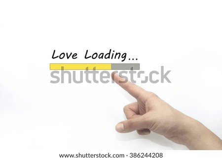 love loading Progress bar design with hand,  life style concept. isolated on white