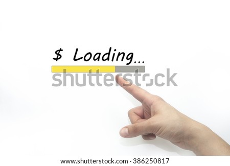 Design of progress bar, loading an Money and dollar with hand