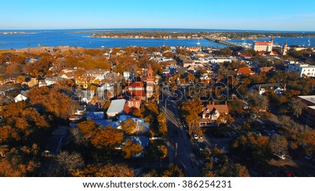 St Augustine, Florida. Beautiful aerial view on a sunny day.