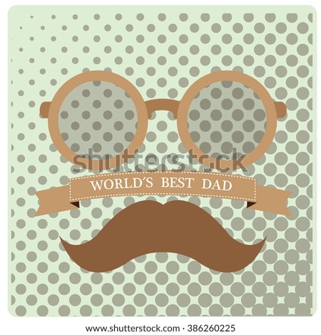 Textured background with glasses, a ribbon with text and a mustache for father's day