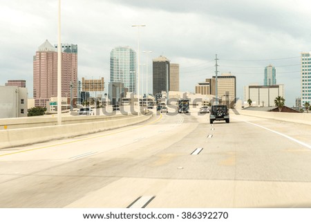 Tampa, Florida. City buildings on a cloudy day.