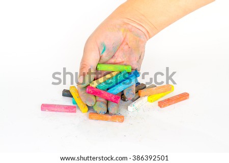 hand dirty with Chalk Pastels Set in hand for Art Drawing Scrapbooking