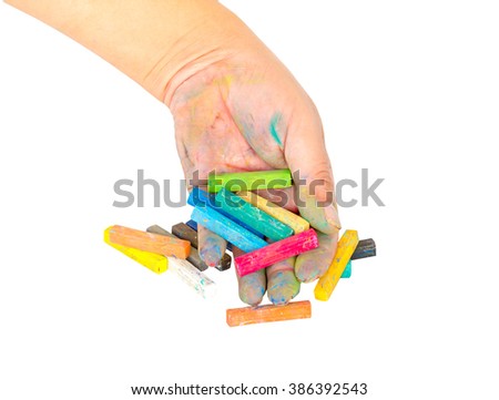 hand dirty with Chalk Pastels Set in hand for Art Drawing Scrapbooking