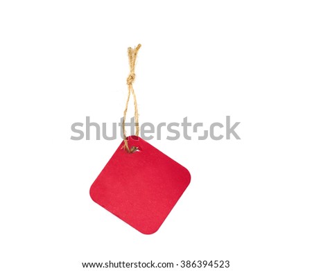 Red blank price tag isolated on white background