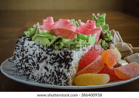 fresh tasty cake on a table kolloriyny