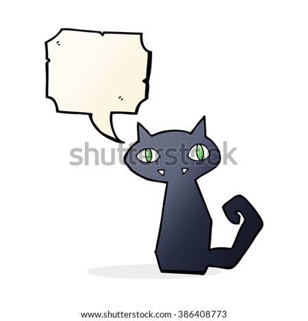 cartoon black cat with speech bubble