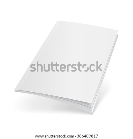 Blank Flying Cover Of Magazine, Book, Booklet, Brochure. Illustration Isolated On White Background. Mock Up Template Ready For Your Design. Vector EPS10 Royalty-Free Stock Photo #386409817