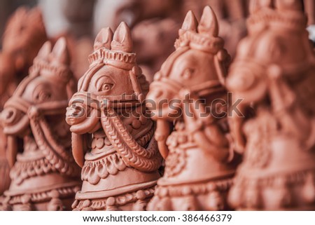 terracotta clay-based unglazed ceramic horses