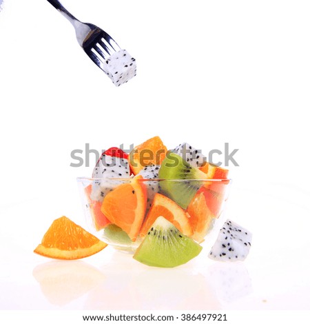 Dragon fruit, kiwi fruit, strawberry and orange