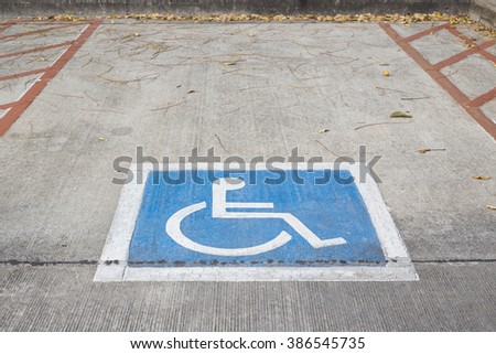 Disability symbol painted on the floor 