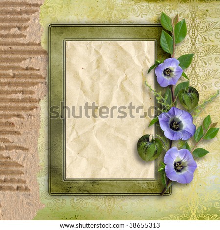 Framework for photo on the abstract background with bunch of flowers.