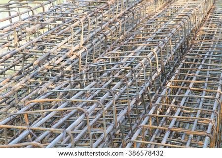 Steel bars reinforcement on construction site
