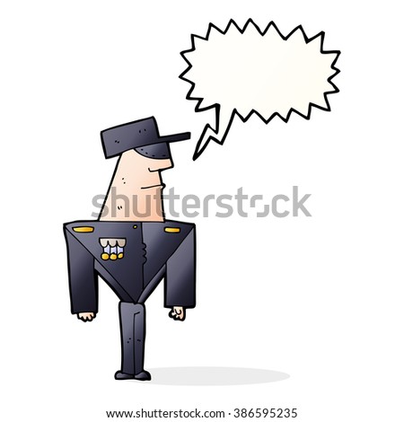 cartoon guard with speech bubble