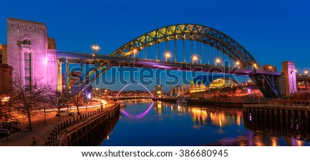 The Tyne Bridge at the Blue Hour Royalty-Free Stock Photo #386680945