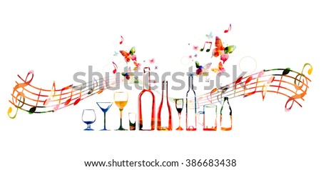 Colorful design with bottles and butterflies